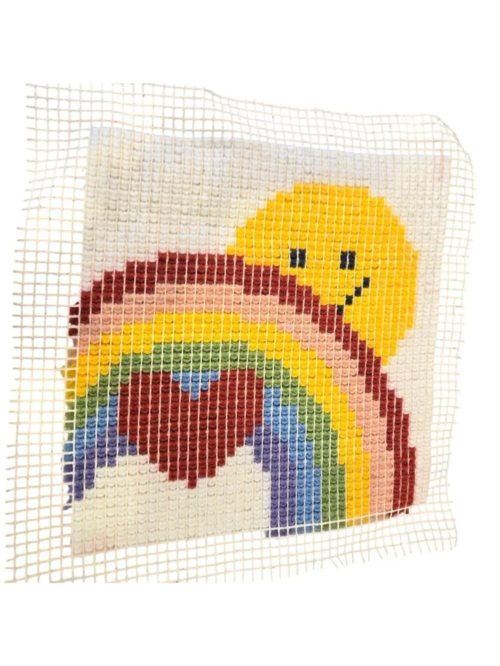 Wonderart Latch Hook Kit Rainbow Smiley Rainbow Heart Finished Wall Art